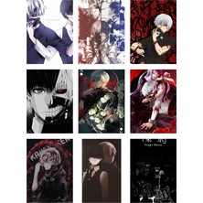Kaneki Ken Fotokart 9 Adet Kesilmiş  8*6 cm Pvc Kaplı Süper Hd Kaliteli Baskılı Fotokart