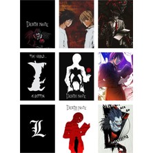 Death Note Fotokart 9 Adet Kesilmiş  8*6 cm Pvc Kaplı Süper Hd Kaliteli Baskılı Fotokart