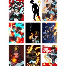 Fire Force Fotokart 9 Adet Kesilmiş  8*6 cm Pvc Kaplı Süper Hd Kaliteli Baskılı Fotokart