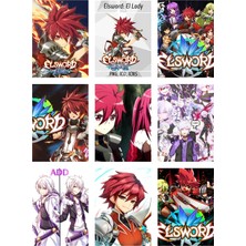 Elsword El-Ui Yeoin Fotokart 9 Adet Kesilmiş  8*6 cm Pvc Kaplı Süper Hd Kaliteli Baskılı