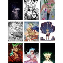 Dr Stone Fotokart 9 Adet Kesilmiş  8*6 cm Pvc Kaplı Süper Hd Kaliteli Baskılı Fotokart