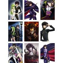 Code Geass Lelouch Fotokart 9 Adet Kesilmiş  8*6 cm Pvc Kaplı Süper Hd Kaliteli Baskılı
