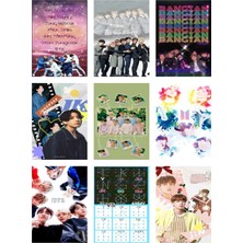 Bts (Jin-Jimin-V-Suga )Fotokart 9 Adet Kesilmiş  8*6 cm Pvc Kaplı Süper Hd Kaliteli Baskılı
