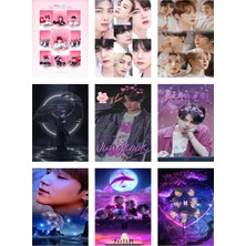 Bts (Jin-Jimin-V-Suga )Fotokart 9 Adet Kesilmiş  8*6 cm Pvc Kaplı Süper Hd Kaliteli Baskılı