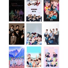 Bts (Jin-Jimin-V-Suga )Fotokart 9 Adet Kesilmiş  8*6 cm Pvc Kaplı Süper Hd Kaliteli Baskılı