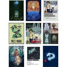 Princess Mononoke Fotokart 9 Adet Kesilmiş  8*6 cm Pvc Kaplı Süper Hd Kaliteli Baskılı