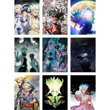 Dr Stone Fotokart 9 Adet Kesilmiş  8*6 cm Pvc Kaplı Süper Hd Kaliteli Baskılı Fotokart
