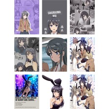 Bunny Girl Senpai Fotokart 9 Adet Kesilmiş  8*6 cm Pvc Kaplı Süper Hd Kaliteli Baskılı Fotokart