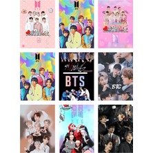 Bts (Jin-Jimin-V-Suga )Fotokart 9 Adet Kesilmiş  8*6 cm Pvc Kaplı Süper Hd Kaliteli Baskılı