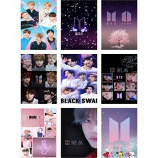 Bts (Jin-Jimin-V-Suga )Fotokart 9 Adet Kesilmiş  8*6 cm Pvc Kaplı Süper Hd Kaliteli Baskılı