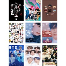 Bts (Jin-Jimin-V-Suga )Fotokart 9 Adet Kesilmiş  8*6 cm Pvc Kaplı Süper Hd Kaliteli Baskılı