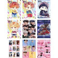 Bts (Jin-Jimin-V-Suga )Fotokart 9 Adet Kesilmiş  8*6 cm Pvc Kaplı Süper Hd Kaliteli Baskılı