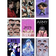 Bts (Jin-Jimin-V-Suga )Fotokart 9 Adet Kesilmiş  8*6 cm Pvc Kaplı Süper Hd Kaliteli Baskılı