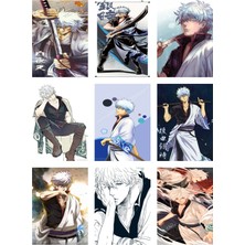 Gintoki Sakata Fotokart 9 Adet Kesilmiş  8*6 cm Pvc Kaplı Süper Hd Kaliteli Baskılı Fotokart