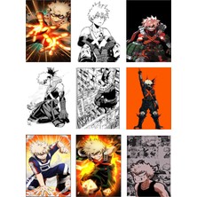 Bakugo Katsuki Fotokart 9 Adet Kesilmiş  8*6 cm Pvc Kaplı Süper Hd Kaliteli Baskılı Fotokart