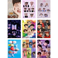 Bts (Jin-Jimin-V-Suga )Fotokart 9 Adet Kesilmiş  8*6 cm Pvc Kaplı Süper Hd Kaliteli Baskılı
