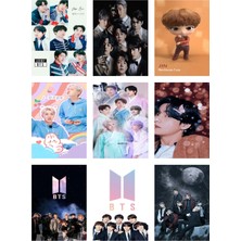 Bts (Jin-Jimin-V-Suga )Fotokart 9 Adet Kesilmiş  8*6 cm Pvc Kaplı Süper Hd Kaliteli Baskılı