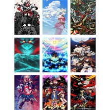 Gurren Lagann  Fotokart 9 Adet Kesilmiş  8*6 cm Pvc Kaplı Süper Hd Kaliteli Baskılı Fotokart