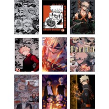 Bakugo Katsuki Fotokart 9 Adet Kesilmiş  8*6 cm Pvc Kaplı Süper Hd Kaliteli Baskılı Fotokart