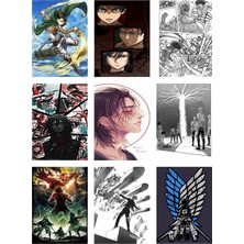 Attack On Titan Fotokart 9 Adet Kesilmiş  8*6 cm Pvc Kaplı Süper Hd Kaliteli Baskılı Fotokart