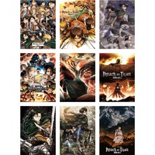 Attack On Titan Fotokart 9 Adet Kesilmiş  8*6 cm Pvc Kaplı Süper Hd Kaliteli Baskılı Fotokart