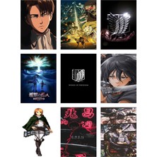 Attack On Titan Fotokart 9 Adet Kesilmiş  8*6 cm Pvc Kaplı Süper Hd Kaliteli Baskılı Fotokart