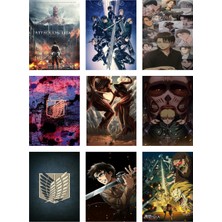 Attack On Titan Fotokart 9 Adet Kesilmiş  8*6 cm Pvc Kaplı Süper Hd Kaliteli Baskılı Fotokart