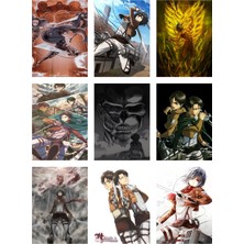 Attack On Titan Fotokart 9 Adet Kesilmiş  8*6 cm Pvc Kaplı Süper Hd Kaliteli Baskılı Fotokart