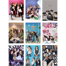 Itzy Kpop Fotokart 9 Adet Kesilmiş  8*6 cm Pvc Kaplı Süper Hd Kaliteli Baskılı Fotokart