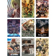 Attack On Titan Fotokart 9 Adet Kesilmiş  8*6 cm Pvc Kaplı Süper Hd Kaliteli Baskılı Fotokart