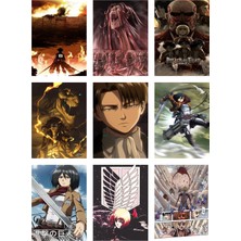 Attack On Titan Fotokart 9 Adet Kesilmiş  8*6 cm Pvc Kaplı Süper Hd Kaliteli Baskılı Fotokart
