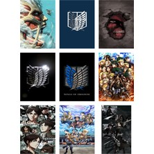 Attack On Titan Fotokart 9 Adet Kesilmiş  8*6 cm Pvc Kaplı Süper Hd Kaliteli Baskılı Fotokart