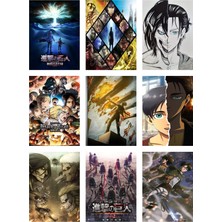 Attack On Titan Fotokart 9 Adet Kesilmiş  8*6 cm Pvc Kaplı Süper Hd Kaliteli Baskılı Fotokart