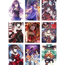 Date A Live Fotokart 9 Adet Kesilmiş  8*6 cm Pvc Kaplı Süper Hd Kaliteli Baskılı Fotokart