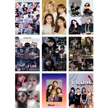 Blackpink Fotokart  Yeni Model 9 Adet Kesilmiş  8*6 cm Pvc Kaplı Süper Hd Kaliteli Baskılı Fotokart