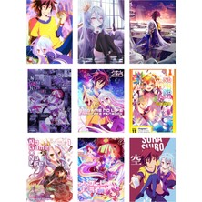 No Game No Life Fotokart 9 Adet Kesilmiş  8*6 cm Pvc Kaplı Süper Hd Kaliteli Baskılı Fotokart