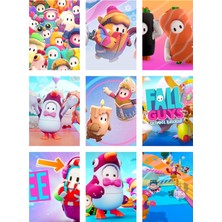Fall Guys Fotokart 9 Adet Kesilmiş  8*6 cm Pvc Kaplı Süper Hd Kaliteli Baskılı Fotokart