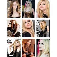Avril Lavigne Otokart 9 Adet Kesilmiş  8*6 cm Pvc Kaplı Süper Hd Kaliteli Baskılı Fotokart