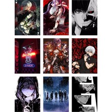 Tokyo Ghoul Fotokart 9 Adet Kesilmiş  8*6 cm Pvc Kaplı Süper Hd Kaliteli Baskılı Fotokart