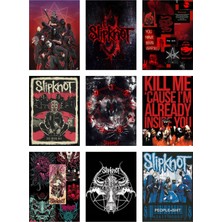Slipknot Fotokart 9 Adet Kesilmiş  8*6 cm Pvc Kaplı Süper Hd Kaliteli Baskılı Fotokart