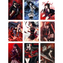 Akame Ga Kill Fotokart 9 Adet Kesilmiş  8*6 cm Pvc Kaplı Süper Hd Kaliteli Baskılı Fotokart
