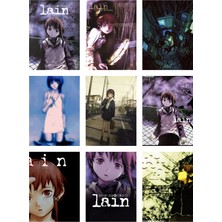 Serial Experiments Lain Fotokart 9 Adet Kesilmiş  8*6 cm Pvc Kaplı Süper Hd Kaliteli