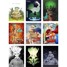 Dr Stone Fotokart 9 Adet Kesilmiş  8*6 cm Pvc Kaplı Süper Hd Kaliteli Baskılı Fotokart