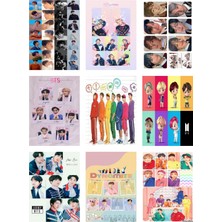 Bts (Jin-Jimin-V-Suga )Fotokart 9 Adet Kesilmiş  8*6 cm Pvc Kaplı Süper Hd Kaliteli Baskılı
