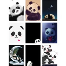 Panda Sevimli Fotokart 9 Adet Kesilmiş  8*6 cm Pvc Kaplı Süper Hd Kaliteli Baskılı Fotokart
