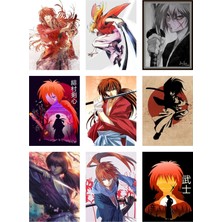 Himura Kenshin Fotokart 9 Adet Kesilmiş  8*6 cm Pvc Kaplı Süper Hd Kaliteli Baskılı Fotokart