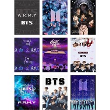 Bts (Jin-Jimin-V-Suga )Fotokart 9 Adet Kesilmiş  8*6 cm Pvc Kaplı Süper Hd Kaliteli Baskılı