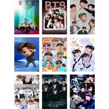 Bts (Jin-Jimin-V-Suga )Fotokart 9 Adet Kesilmiş  8*6 cm Pvc Kaplı Süper Hd Kaliteli Baskılı
