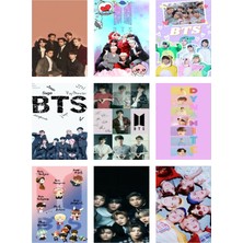 Bts (Jin-Jimin-V-Suga )Fotokart 9 Adet Kesilmiş  8*6 cm Pvc Kaplı Süper Hd Kaliteli Baskılı
