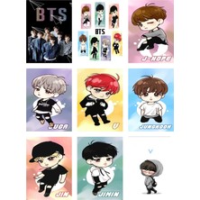 Bts (Jin-Jimin-V-Suga )Fotokart 9 Adet Kesilmiş  8*6 cm Pvc Kaplı Süper Hd Kaliteli Baskılı